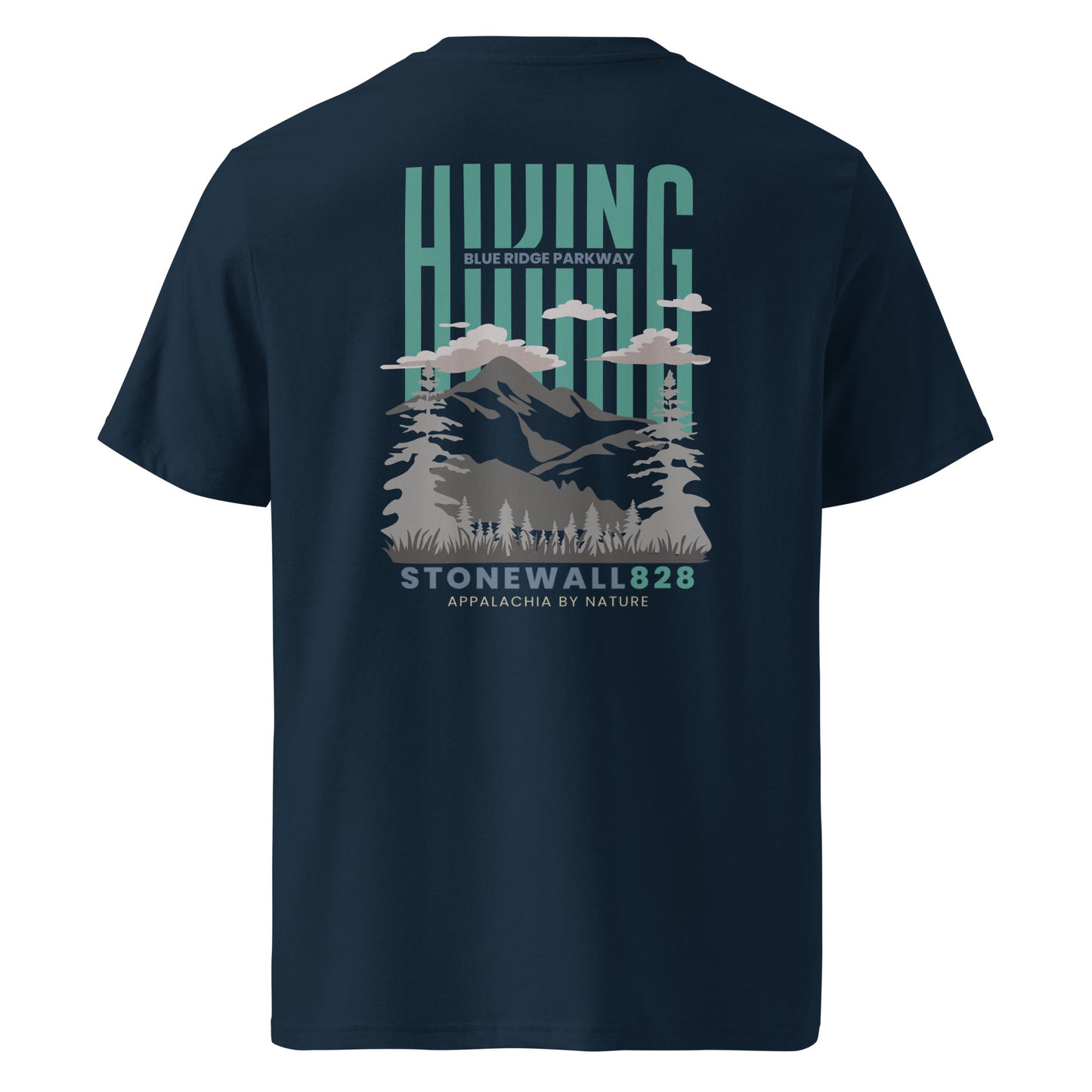 Product mockup, Designed specifically for those who hike the Blue Ridge Parkway, this heritage graphic tee is built for the journey from the first step to the last sunset view. Whether you're tackling scenic sections of the Parkway, exploring nearby Appalachian trails, or making road trip stops across Western North Carolina, this shirt was made for people who belong outside.