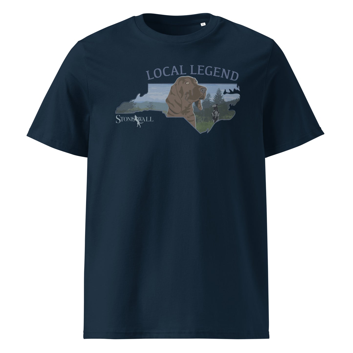 Product mockup. this design brings together the ultimate symbols of Appalachian wilderness: the rugged layers of the Blue Ridge Mountains, a powerful black bear, and the fierce, tireless Plott Hound—the official state dog born and bred right here in these hills. It’s a design made for those who know that the deepest woods hold the greatest legacies.