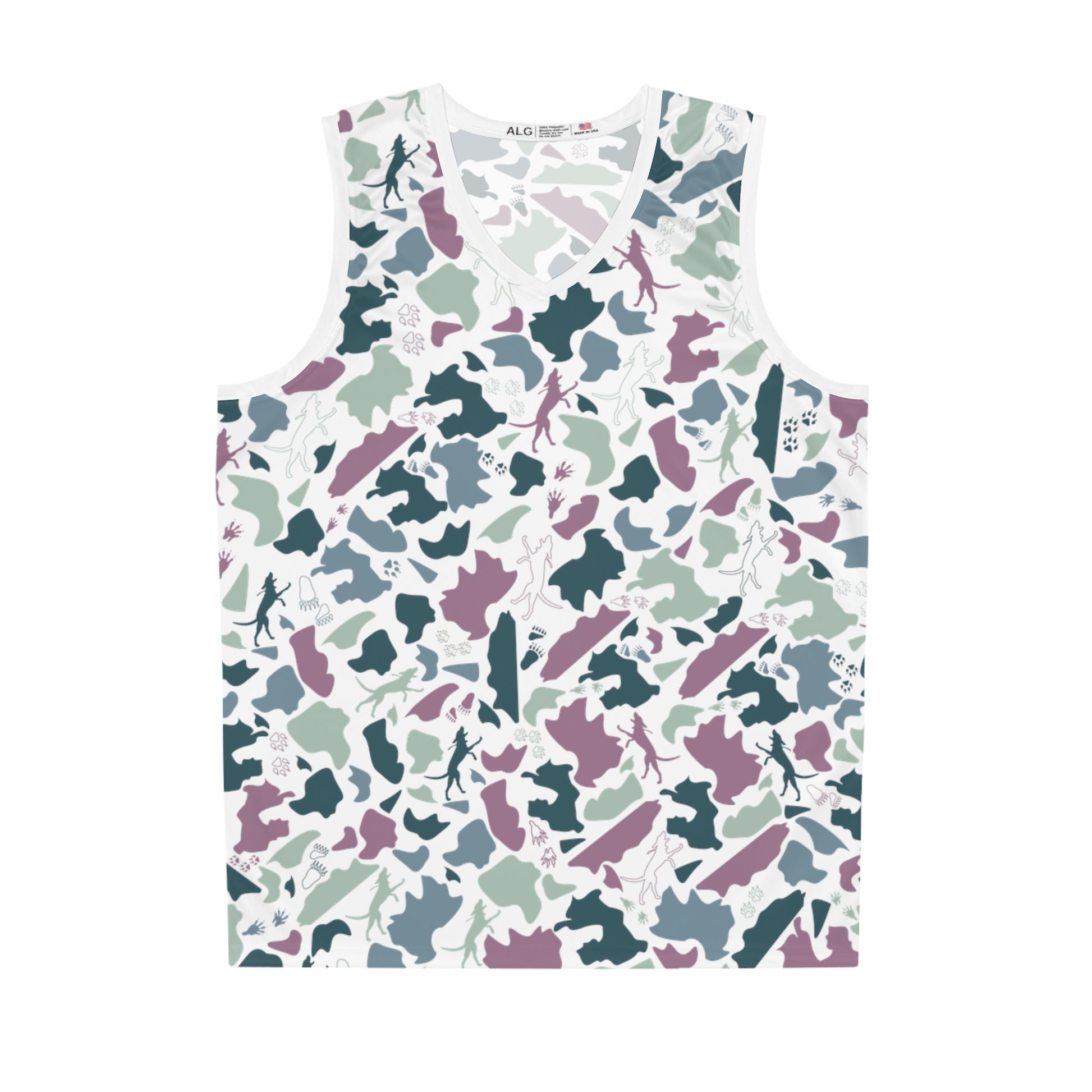 Basketball jersey in teal camouflage 