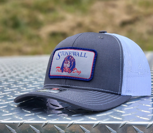 Gray and white Stonewall logo patch hat