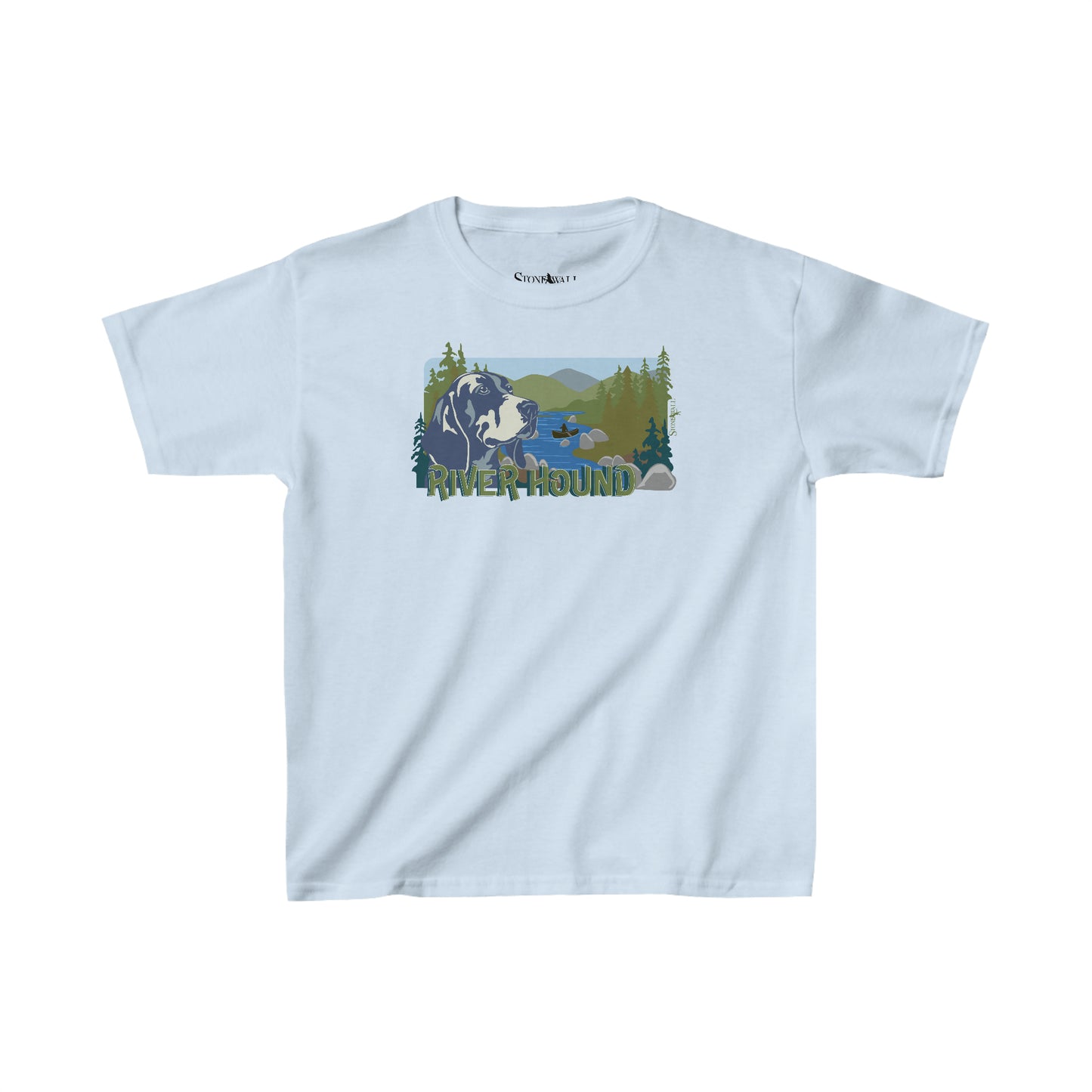 Youth- River Hound- Light blue tee