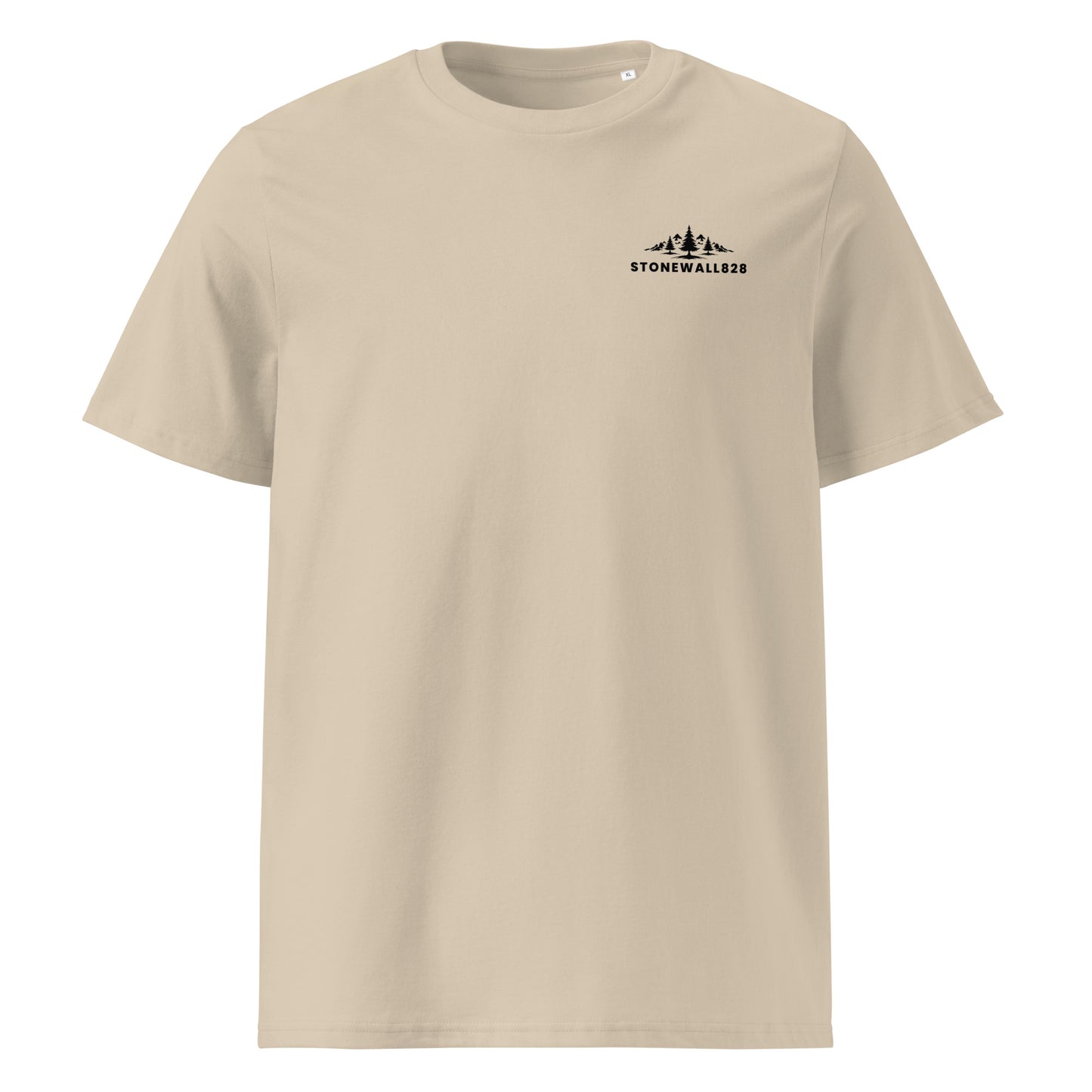 Product mockup. Stonewall828 logo, mountains and pine trees