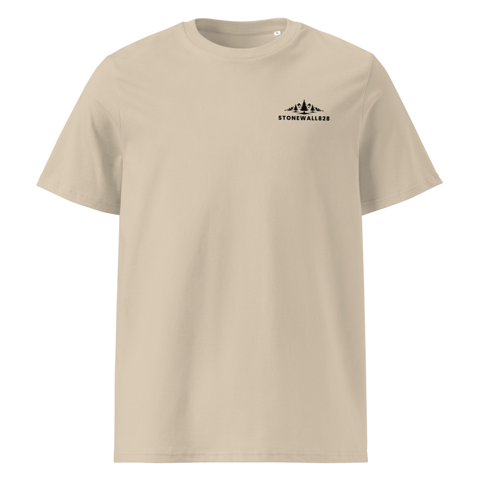 Product mockup. Stonewall828 logo, mountains and pine trees