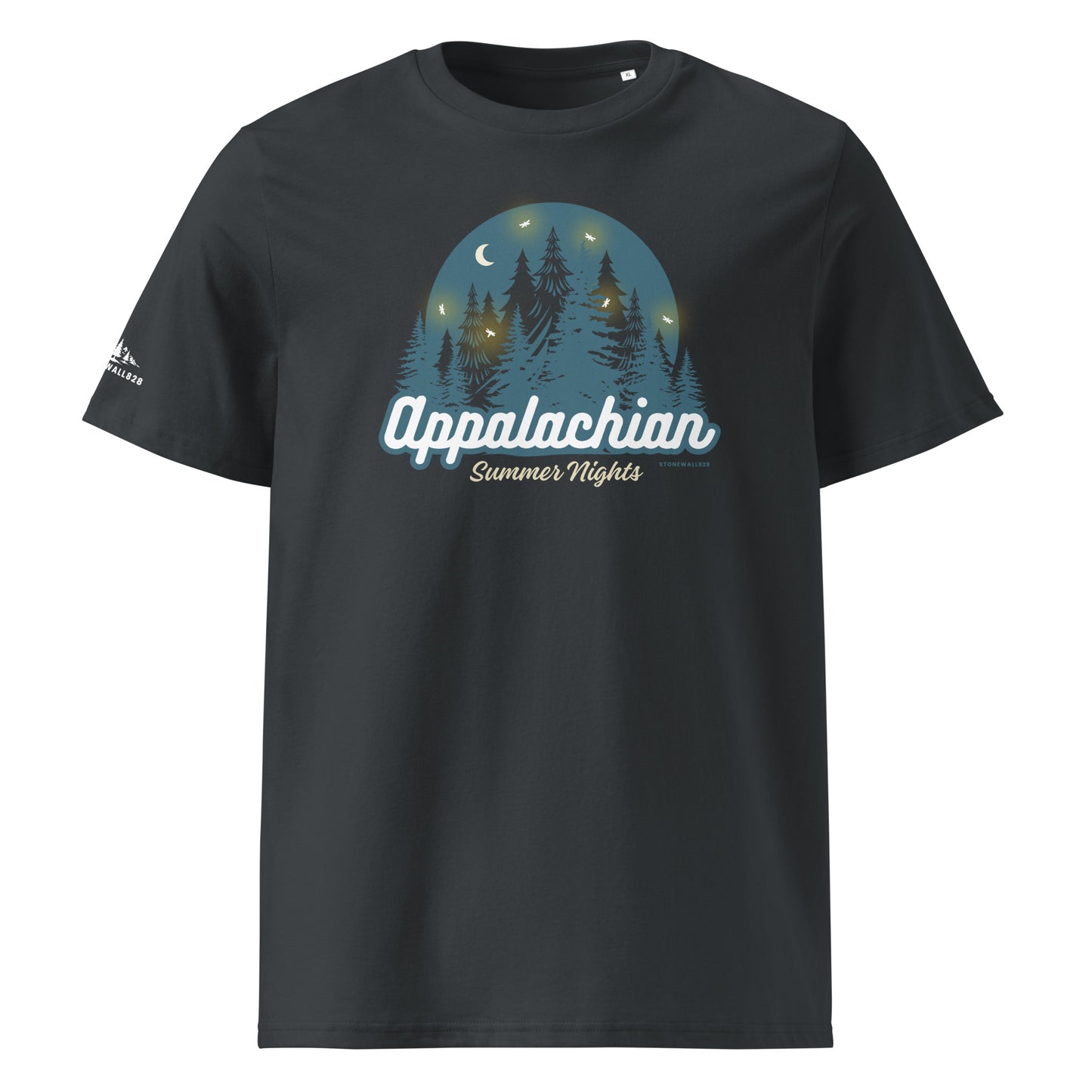 Product mockup, 
Featuring a woodland scene alive with the soft glow of fireflies, this heritage graphic tee captures one of the most magical experiences the Appalachian Mountains have to offer.