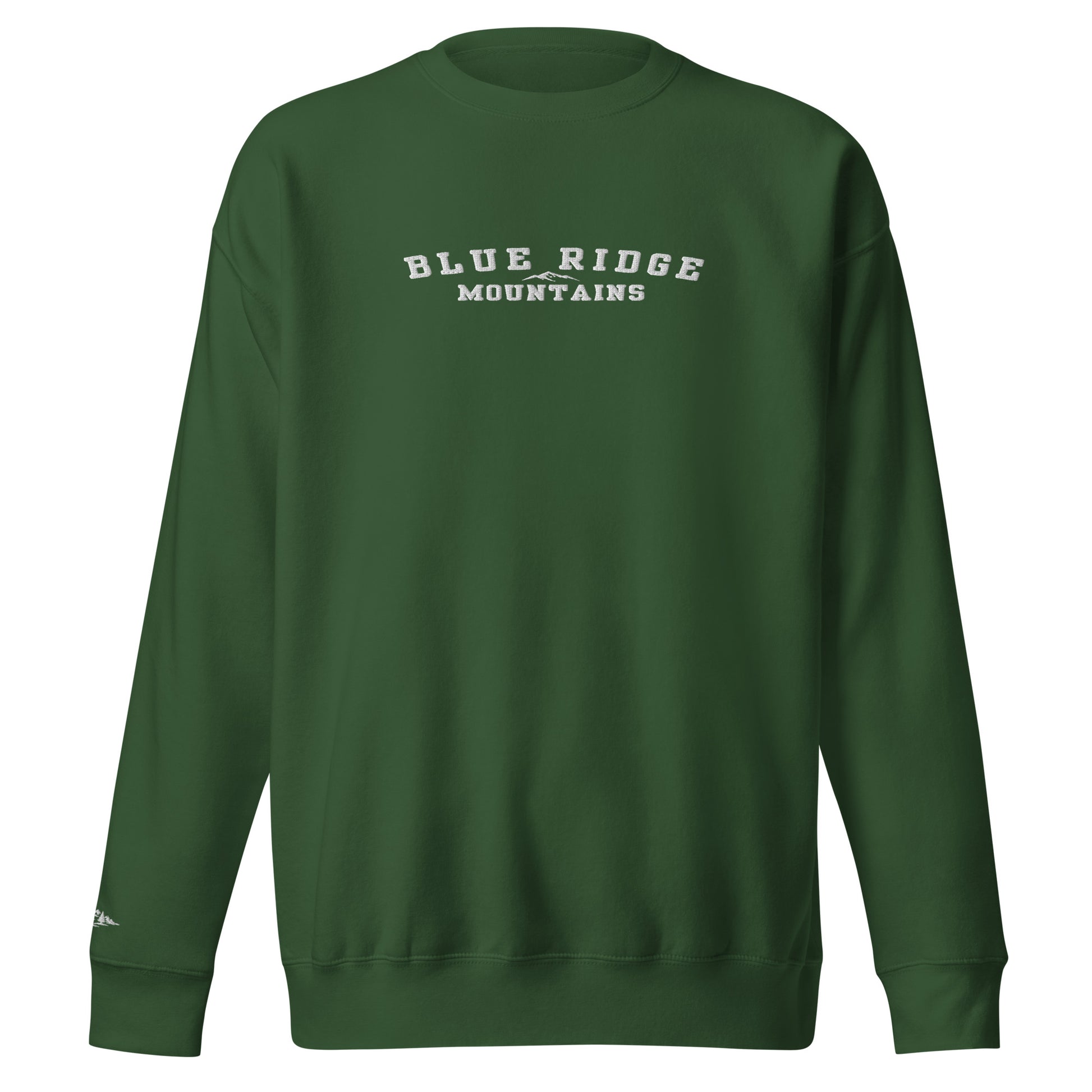 Product mockup. Featuring the bold text "Blue Ridge Mountains" paired with a simple, elegant graphic of the iconic rolling ridgelines, this pullover is a straightforward tribute to the ancient peaks and deep valleys that define Appalachian heritage. It’s an effortless, everyday piece made for anyone who holds a piece of these mountains in their heart.