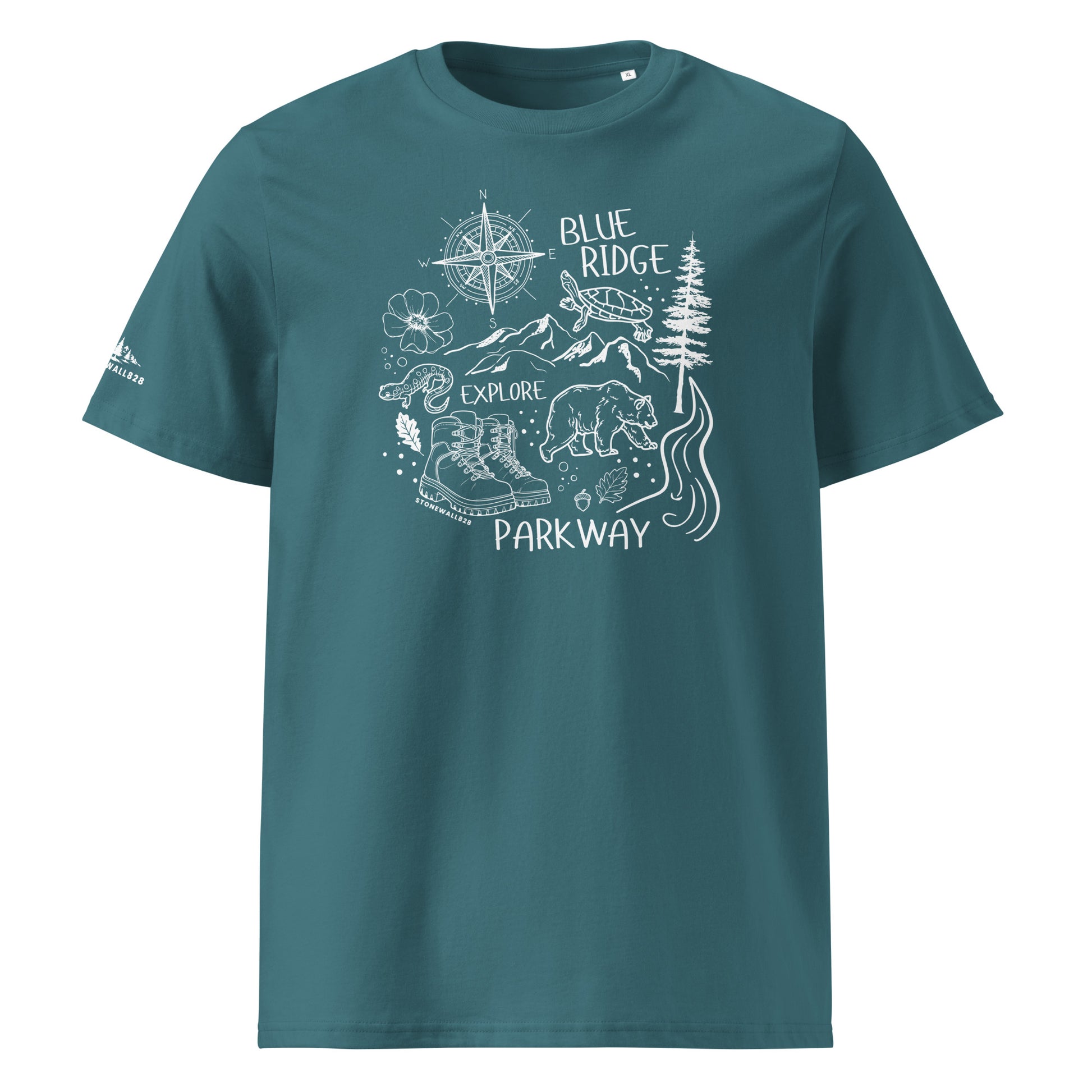 Product mockup. Inspired by the iconic Blue Ridge Parkway, this heritage graphic tee captures the spirit of the journey — from sweeping ridge views to slow curves through the Appalachian highlands. The Parkway isn't just a road, it's an experience, and this design was made for those who understand that the best part of the trip is the ride itself.