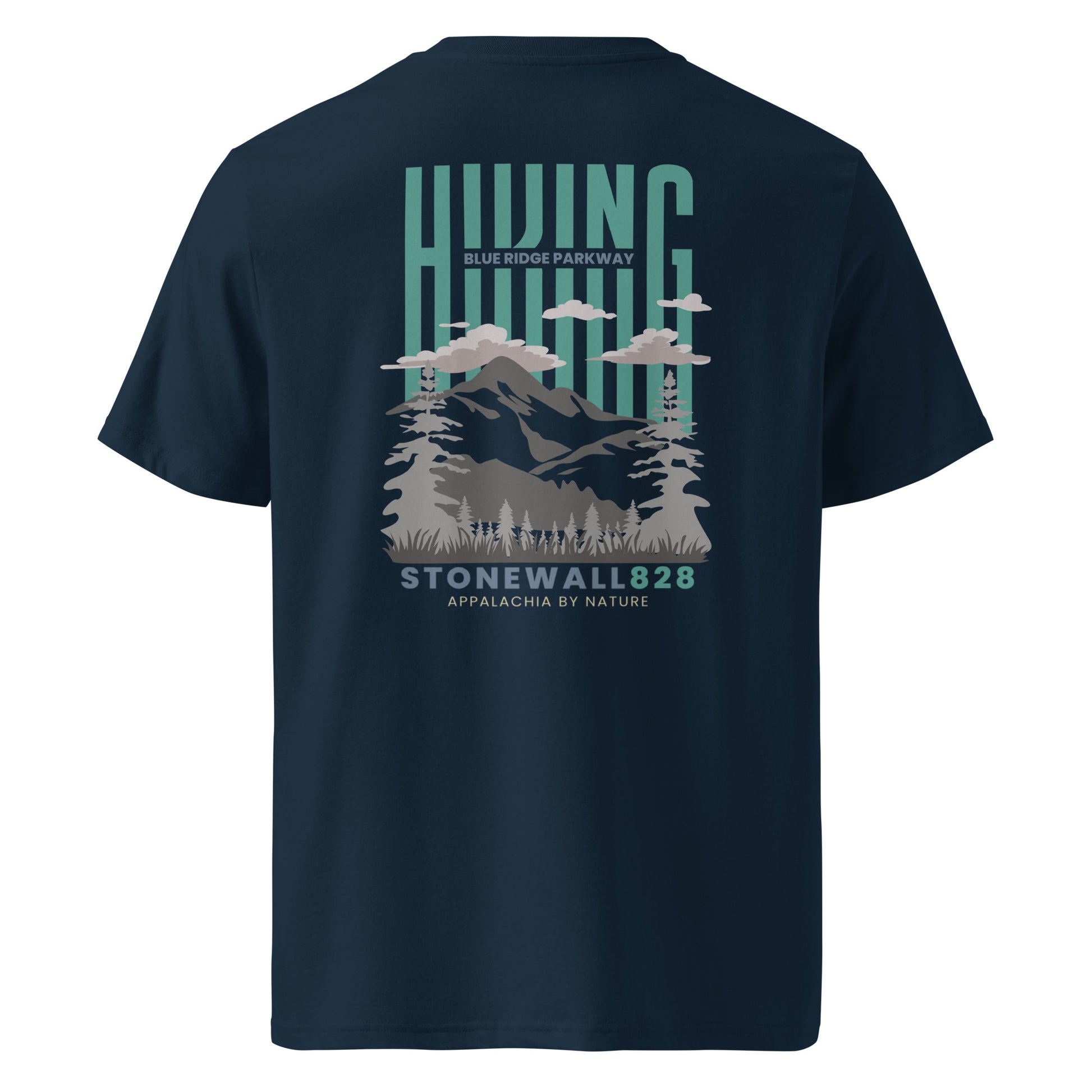 Product mockup, Designed specifically for those who hike the Blue Ridge Parkway, this heritage graphic tee is built for the journey from the first step to the last sunset view. Whether you're tackling scenic sections of the Parkway, exploring nearby Appalachian trails, or making road trip stops across Western North Carolina, this shirt was made for people who belong outside.