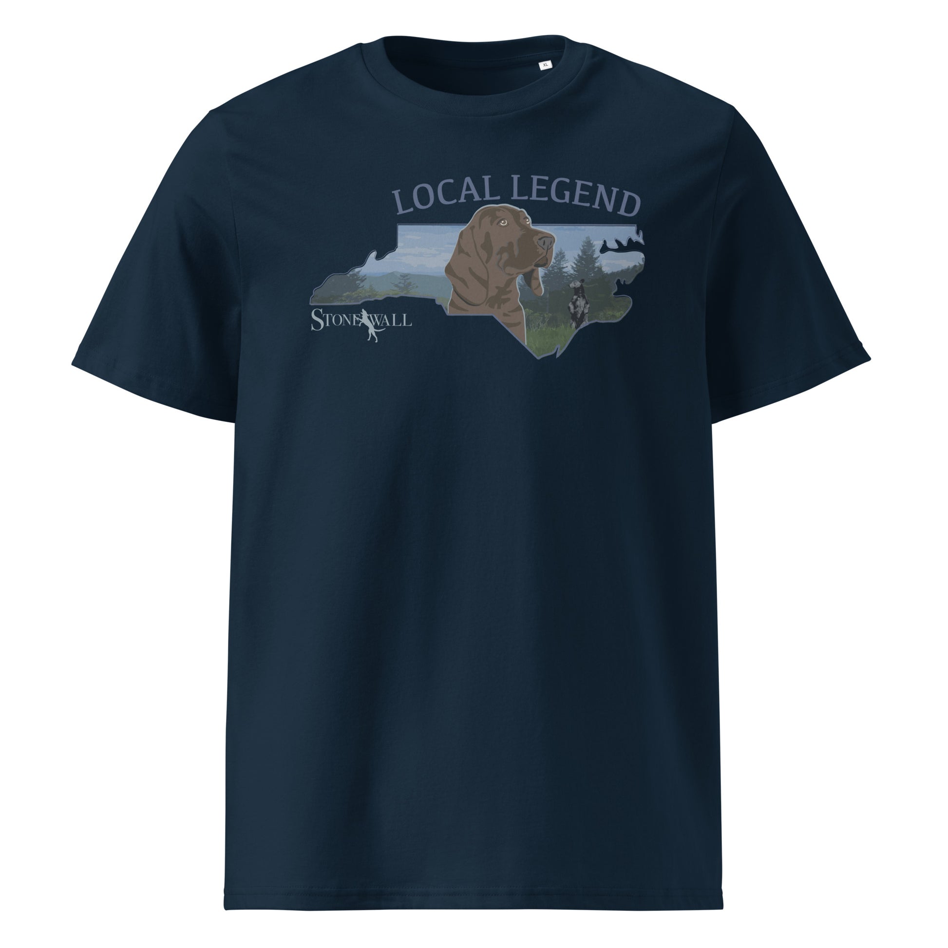 Product mockup. this design brings together the ultimate symbols of Appalachian wilderness: the rugged layers of the Blue Ridge Mountains, a powerful black bear, and the fierce, tireless Plott Hound—the official state dog born and bred right here in these hills. It’s a design made for those who know that the deepest woods hold the greatest legacies.