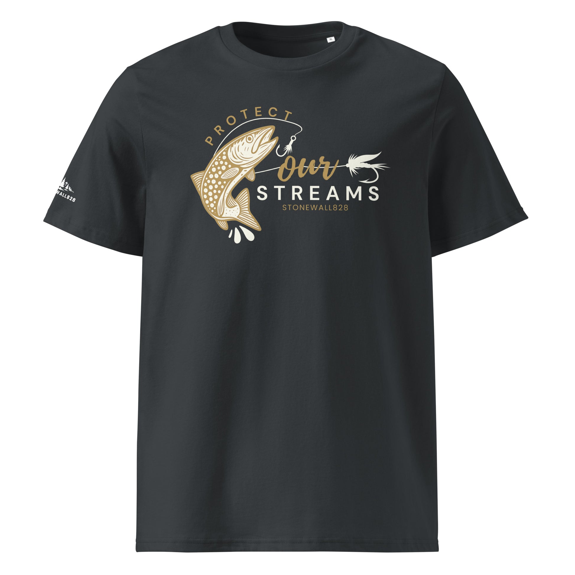 Product mockup. Featuring a trout rising to a fly, this heritage graphic tee speaks to anglers who respect the water as much as the catch.
