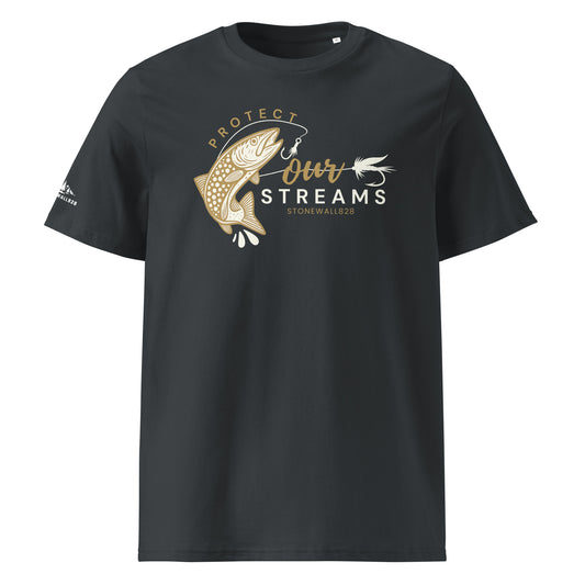 Product mockup. Featuring a trout rising to a fly, this heritage graphic tee speaks to anglers who respect the water as much as the catch.