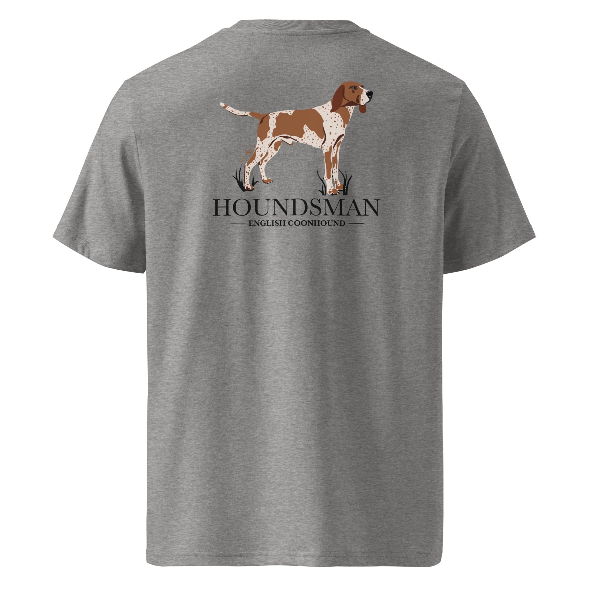 Product mockup. Featuring our signature Stonewall828 logo on the front, the back showcases the sharp, proud silhouette of an English Coonhound alongside the bold, unmistakable text: "Houndsman." It’s a clean, powerful statement of your dedication to one of the sport's finest breeds.