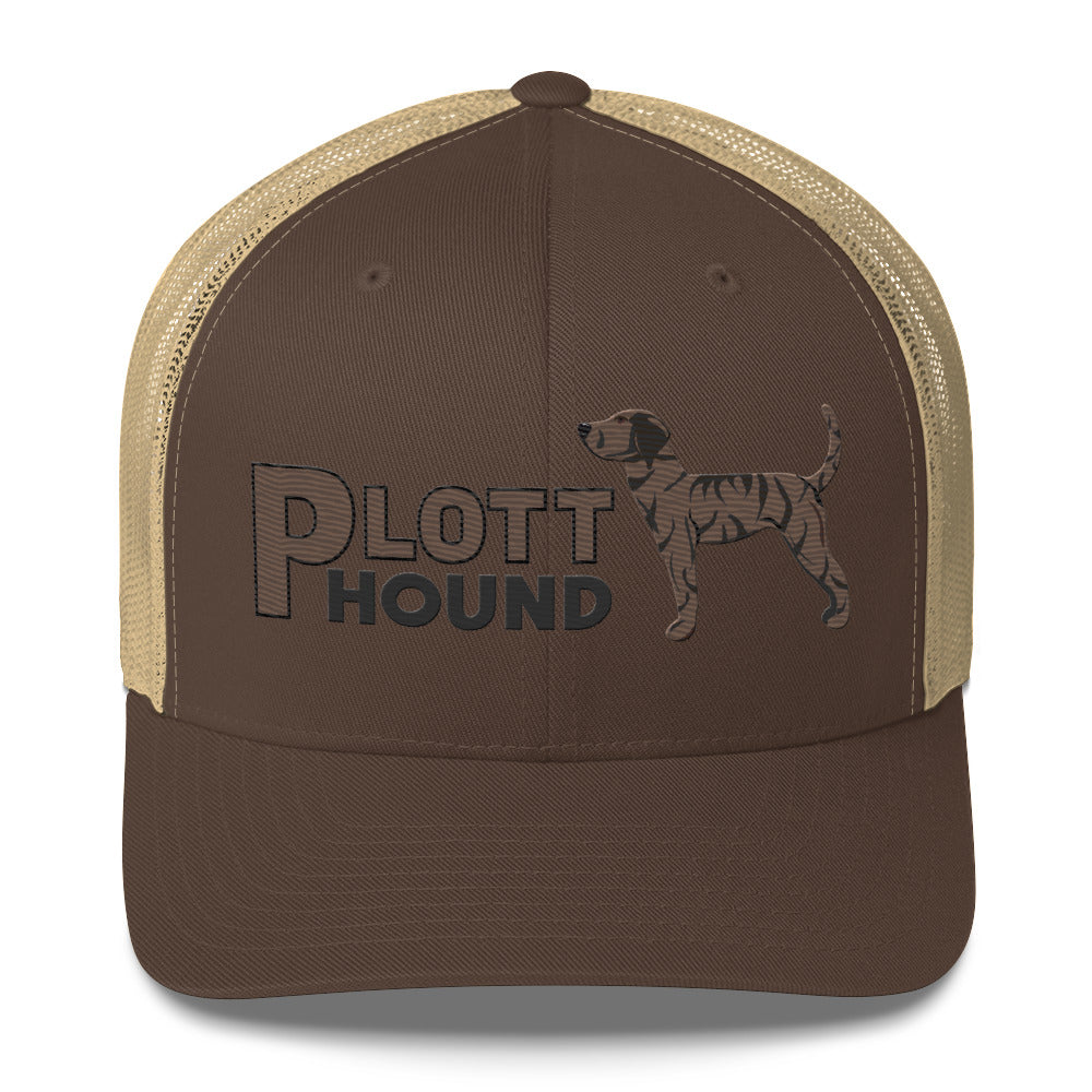 Dark Brindle Plott Hound Trucker Hat- Embroidered Design