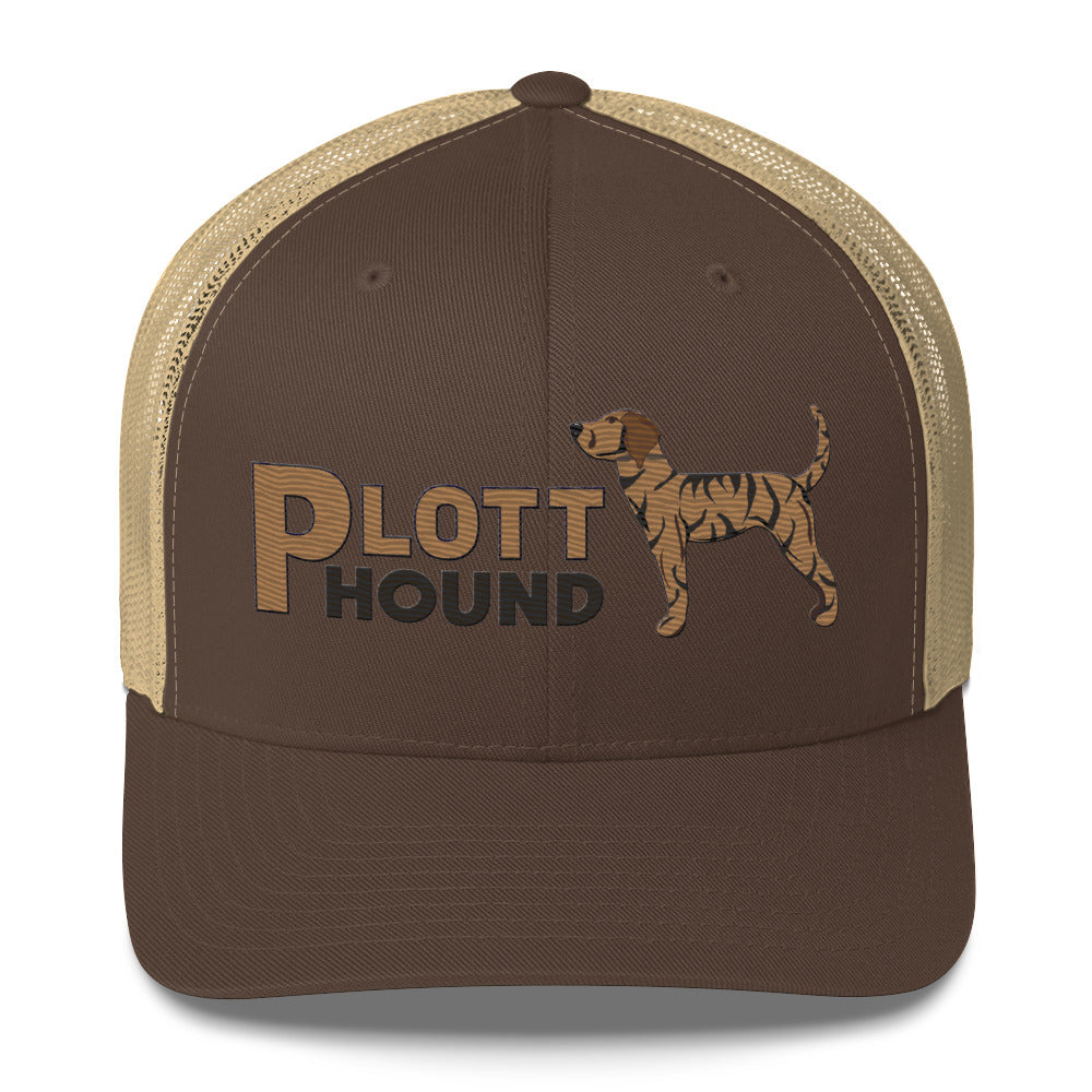 Light Brindle Plott Hound Trucker Hat- Embroidered Design