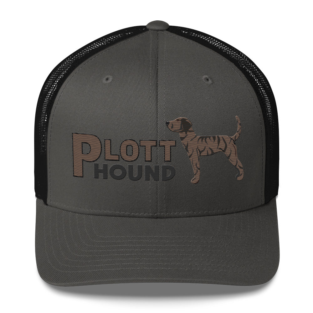 Dark Brindle Plott Hound Trucker Hat- Embroidered Design