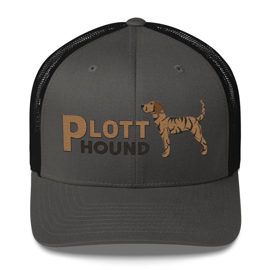 Light Brindle Plott Hound Trucker Hat- Embroidered Design