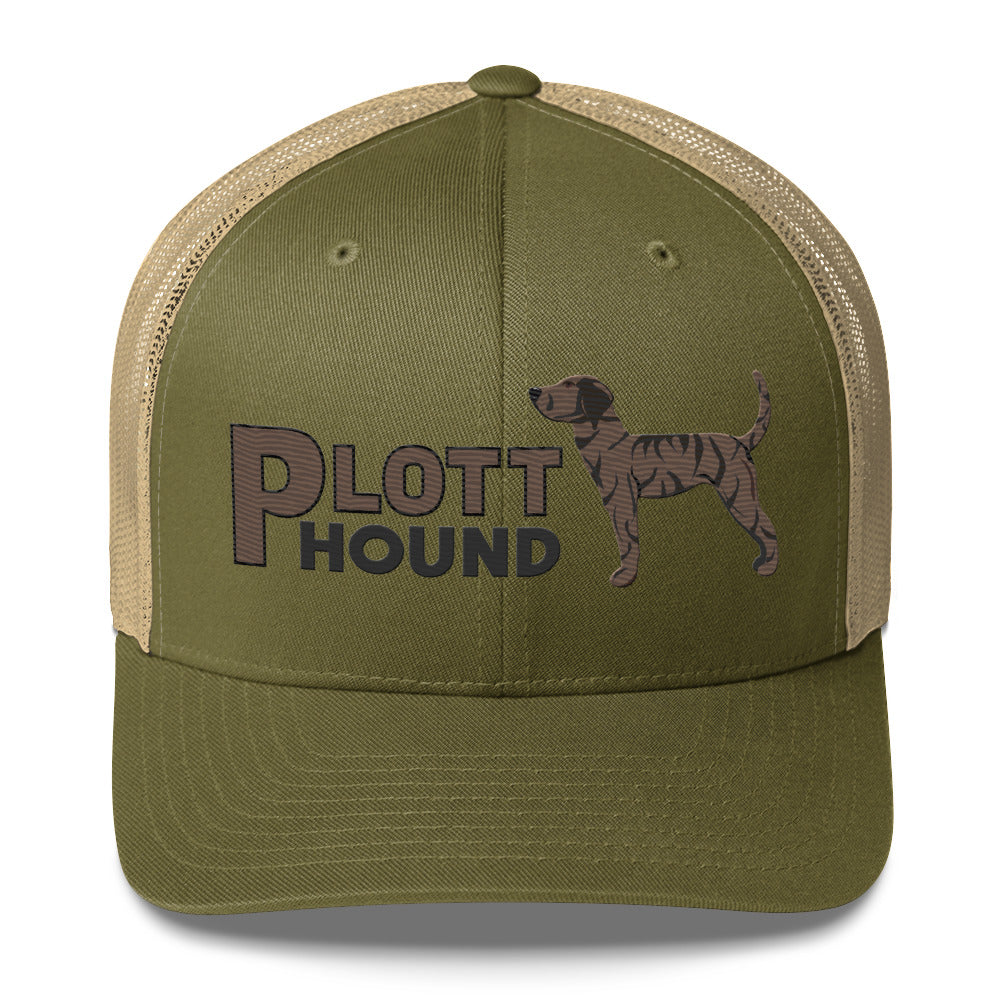 Dark Brindle Plott Hound Trucker Hat- Embroidered Design