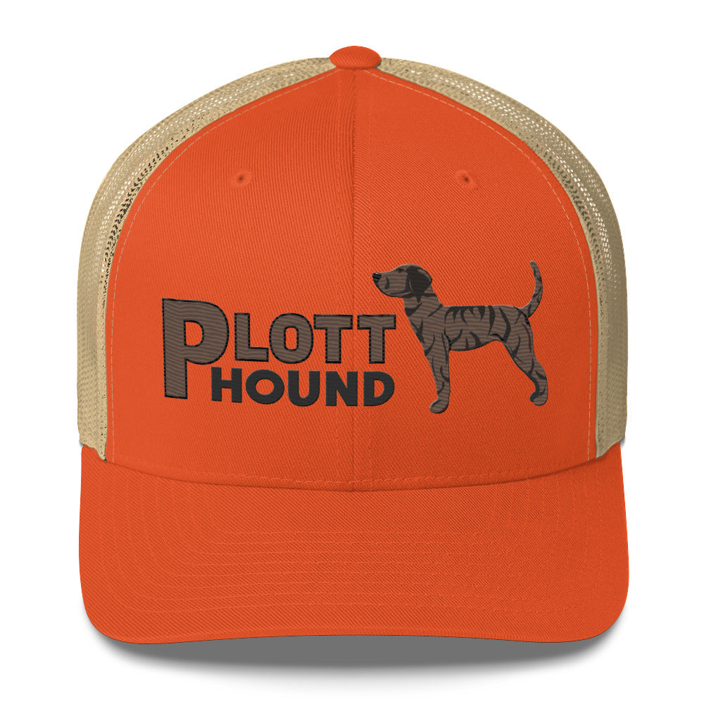 Dark Brindle Plott Hound Trucker Hat- Embroidered Design