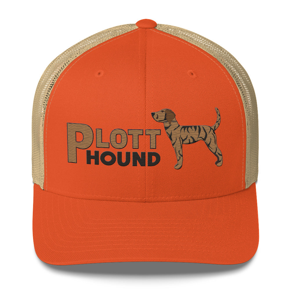 Light Brindle Plott Hound Trucker Hat- Embroidered Design